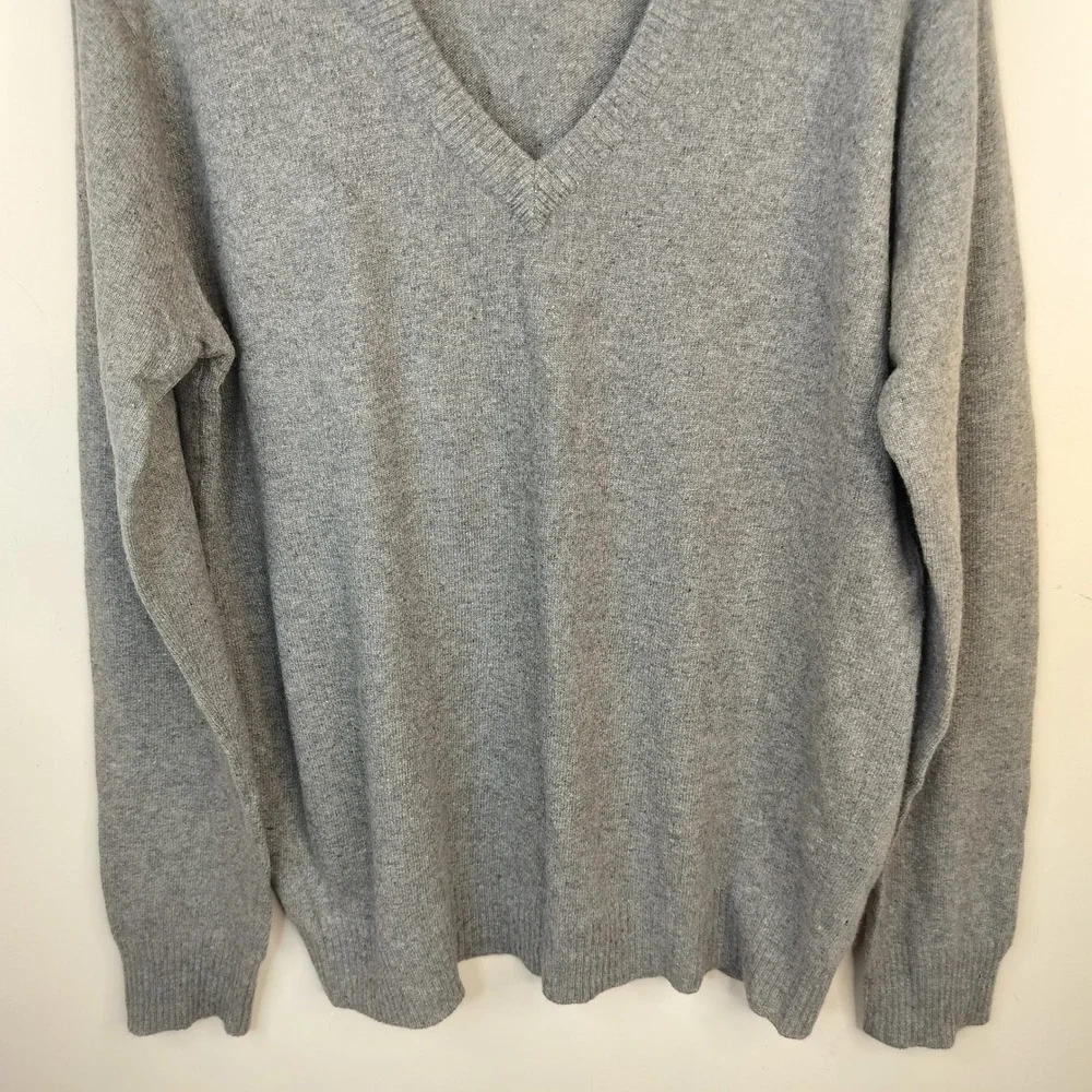 Fundamentals Cashmere V-Neck Sweater Mens Large Classic Minimalist Gray